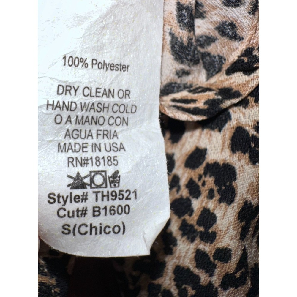 Audrey 3+1 Leopard Animal Print Womens Long Sleeve Crop Top Tie Front Small - Picture 4 of 4